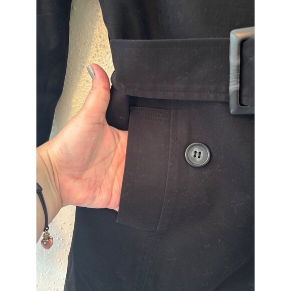 Ever New Womens Black Double-Breasted Trench Coat With Belt - Picture 5 of 11